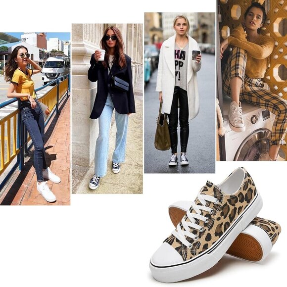 White Sneakers for Women Low Top Canvas Shoes Tennis Shoes - Picture 4 of 8